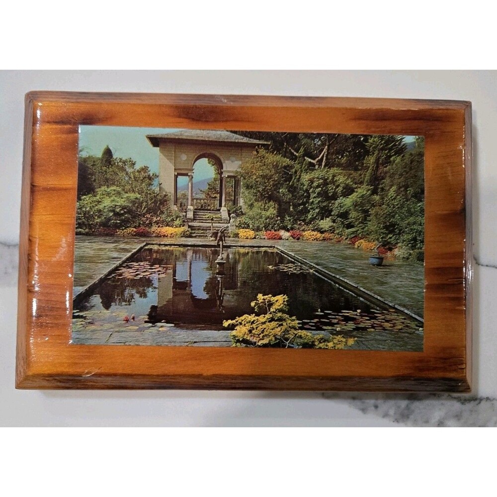 Garnish Island Glengarriff-Co Cork, Ireland VTG Art On Wood Koi Pond Watergarden